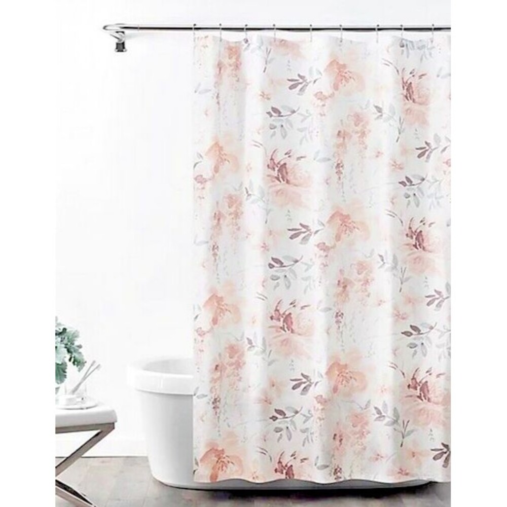 Croscill Liana Fabric Shower Curtain Bath White Floral 100% Cotton 72x72"